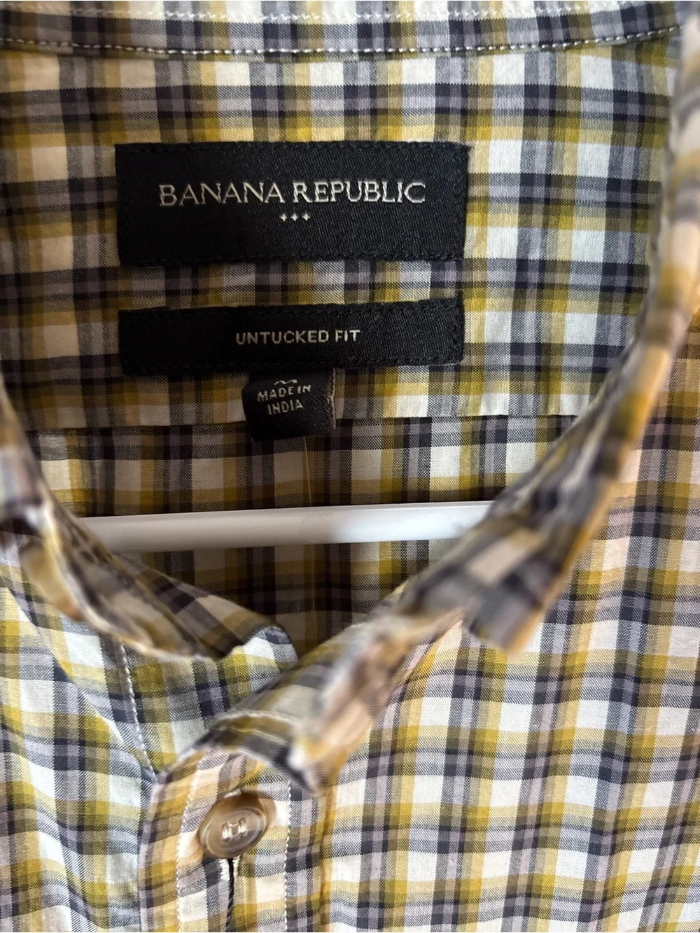 Banana Republic Untucked Slim Fit Check Button-Down Shirt size Medium